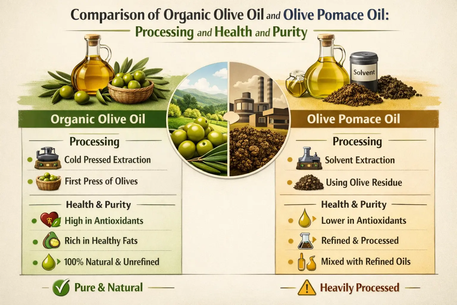 Organic vs pomace olive oil comparison