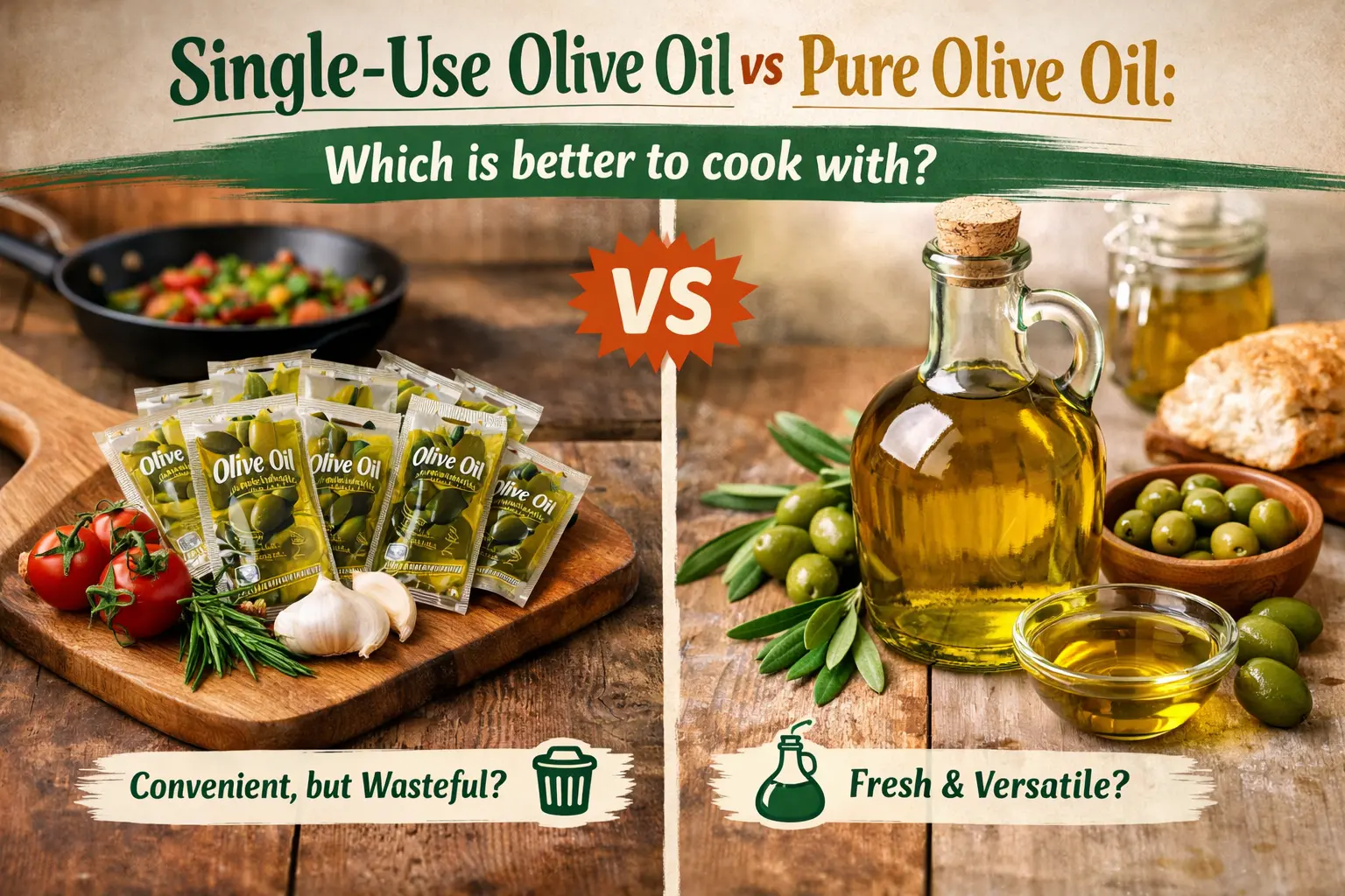 Single-use vs pure olive oil
