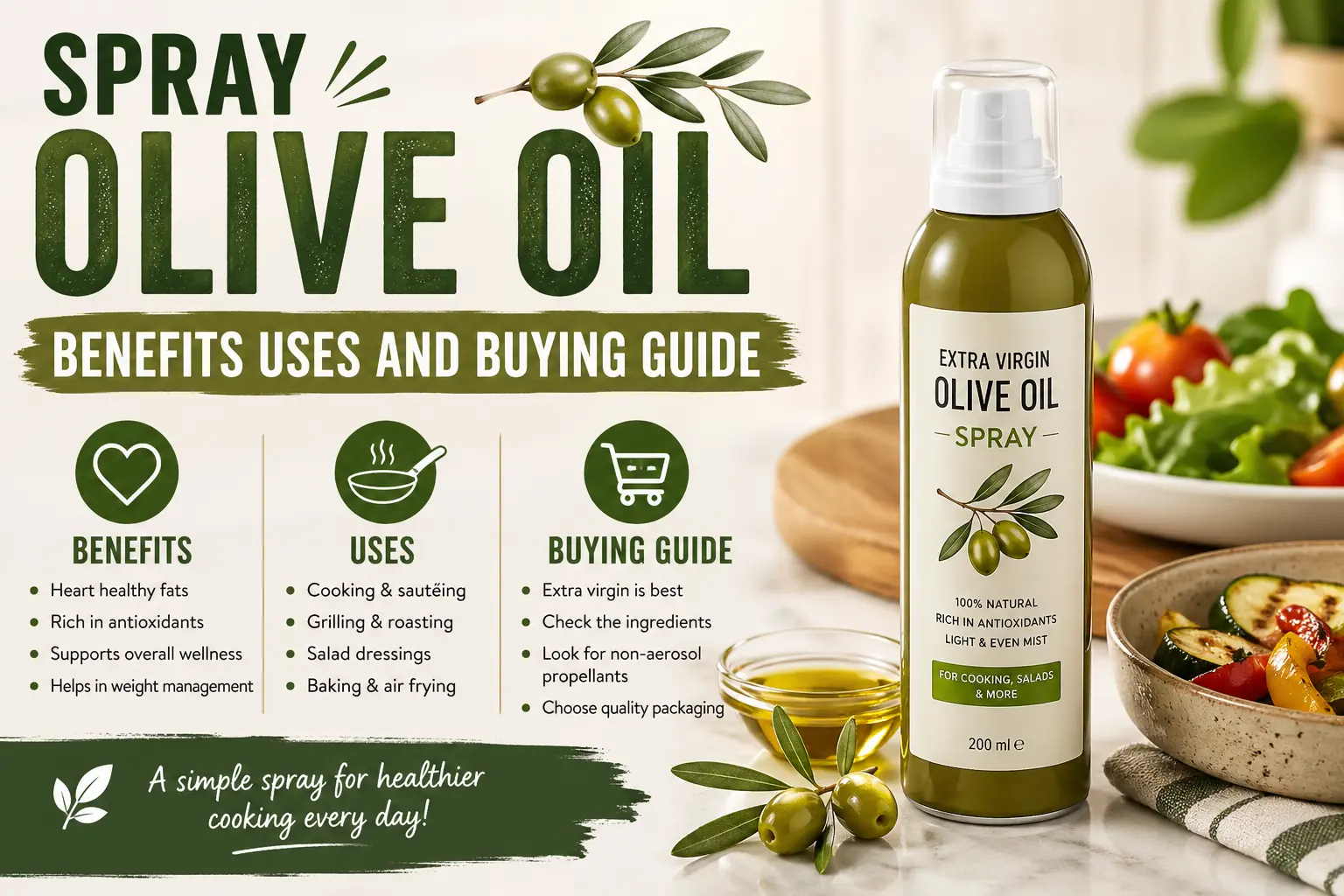 Spray Olive Oil 2026: Benefits Uses and Buying Guide