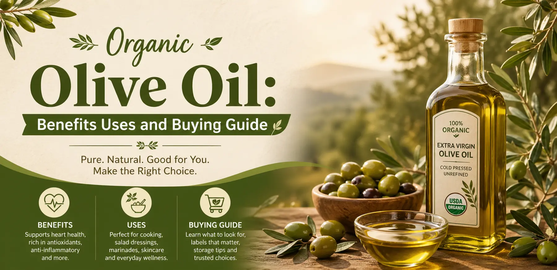 Organic Olive Oil: Benefits Uses and Buying Guide