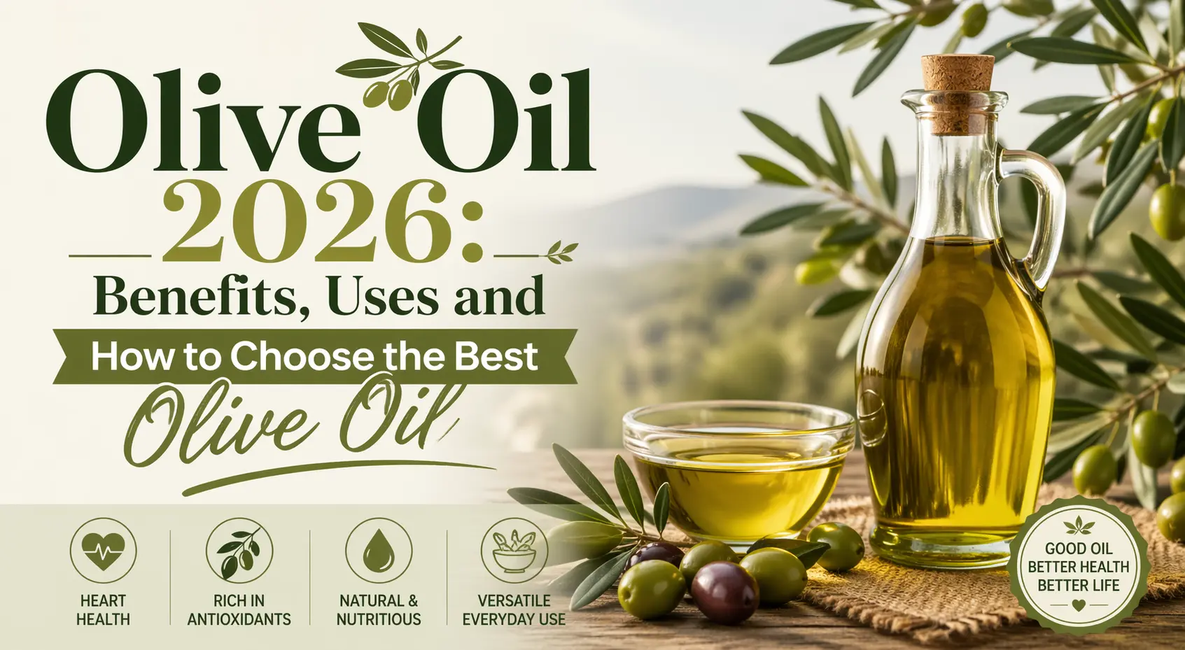 Olive Oil 2026 Benefits, Uses and How to Choose the Best Olive Oil