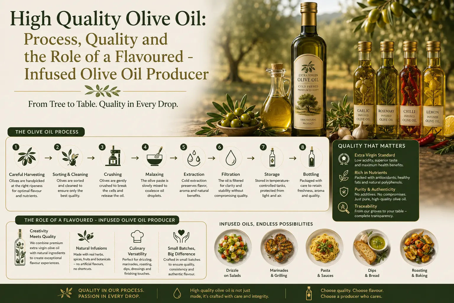 High Quality Olive Oil: Process, Quality and the Role of a Flavoured – Infused Olive Oil Producer